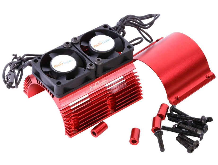 Powerhobby 1289 Red Heat Sink with Twin Turbo High Speed Cooling Fans for 1/8 Motors