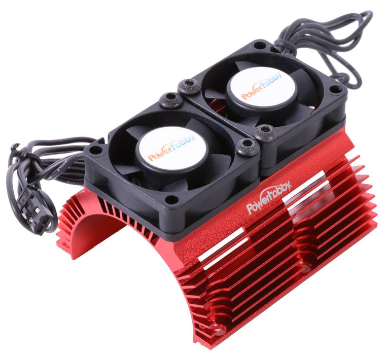 Powerhobby 1289 Red Heat Sink with Twin Turbo High Speed Cooling Fans for 1/8 Motors