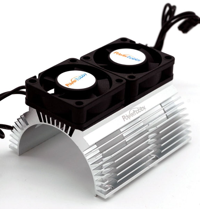 Powerhobby 1289 Silver Heat Sink with Twin Turbo High Speed Cooling Fans for 1/8 Motors