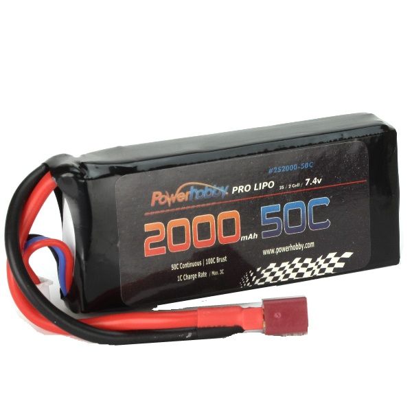 Powerhobby 2S 7.4V 2000mAh 50C Lipo Battery Pack with Deans Plug
