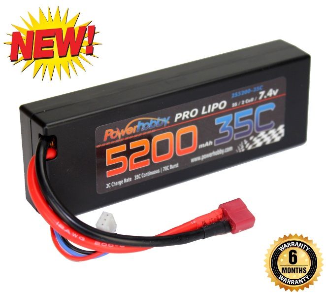 Powerhobby 2S 7.4V 5200mAh 35C Lipo Battery Pack with Deans Plug