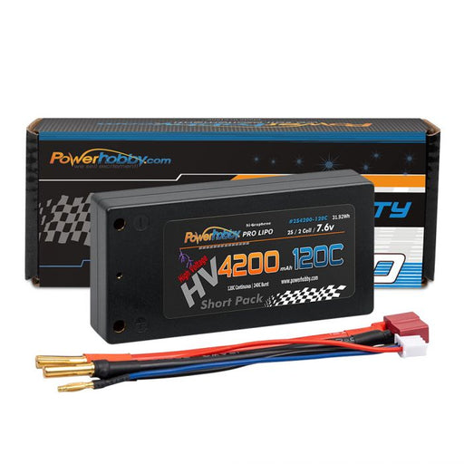 Powerhobby 2S 7.6V 4200mAh 120C Graphene + HV Shorty Lipo Battery Pack with Deans Plug
