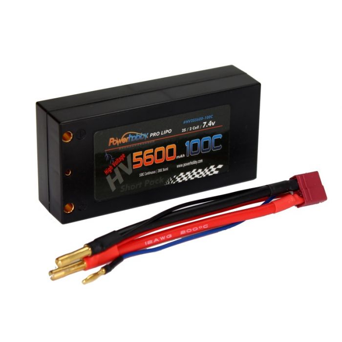 Powerhobby 2S 7.6V 5600mAh 100C HV Shorty Lipo Battery Pack with Deans Plug