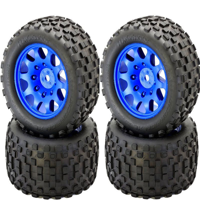 Powerhobby 3275 Blue Scorpion Belted Tires on Viper Wheels for X-Maxx Set of 4