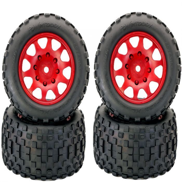 Powerhobby 3275 Red Scorpion Belted Tires on Viper Wheels for 8S Kraton and Outcast Set of 4