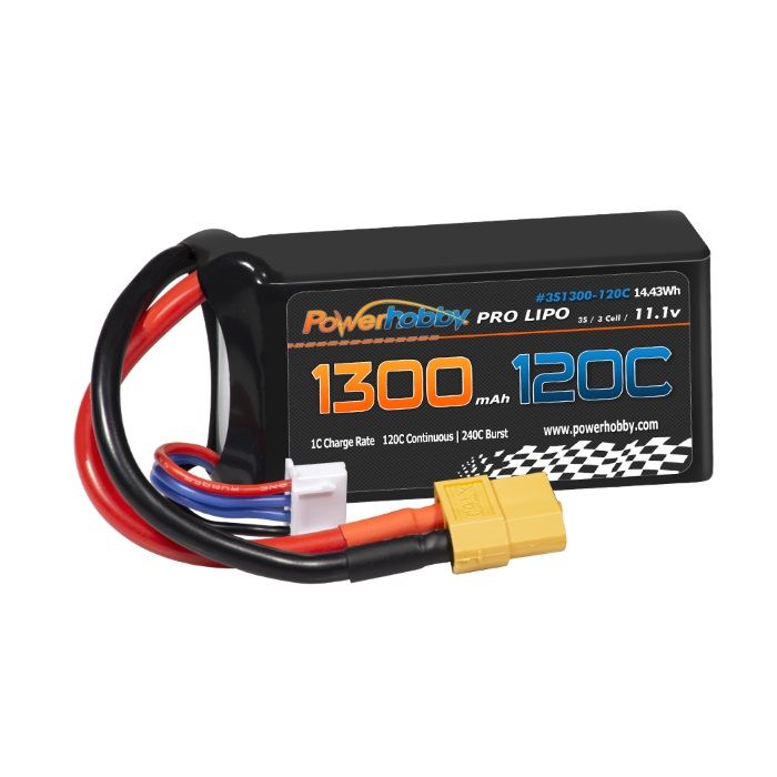 Powerhobby 3S 11.1V 1300mAh 120C Lipo Battery Pack with XT60 Plug