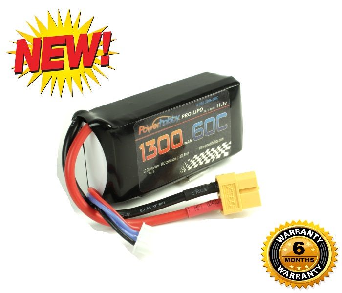 Powerhobby 3S 11.1V 1300mAh 60C Lipo Battery Pack with XT60 Plug