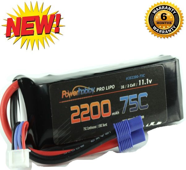 Powerhobby 3S 11.1V 2200mAh 75C Lipo Battery Pack with EC3 Plug