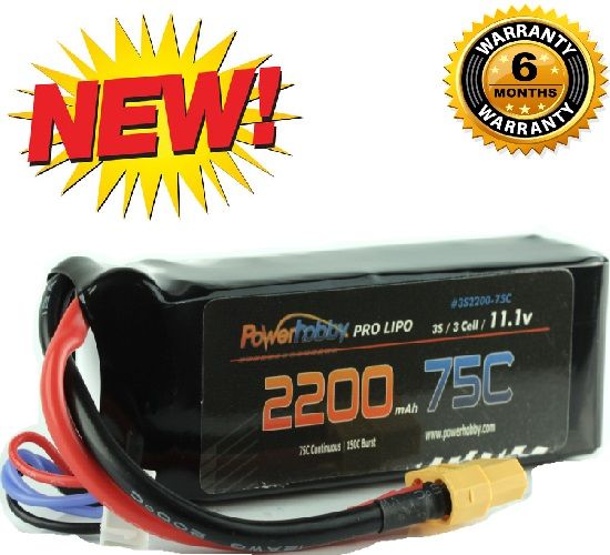 Powerhobby 3S 11.1V 2200mAh 75C Lipo Battery Pack with XT60 Plug