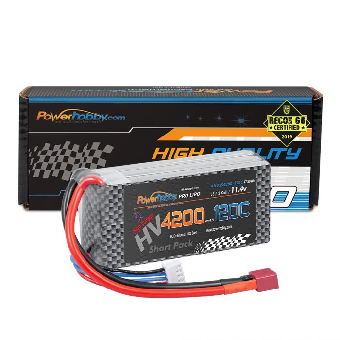 Powerhobby 3S 11.1V 4200mAh 120C Graphene + HV Shorty Lipo Battery Pack with Deans Plug