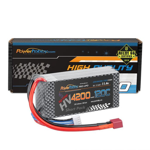 Powerhobby 3S 11.1V 4200mAh 120C Graphene + HV Shorty Lipo Battery Pack with Deans Plug