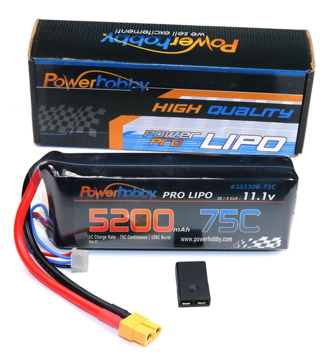 Powerhobby 3S 11.1V 5200mAh 75C Lipo Battery Pack with XT60 Plug and Traxxas Adapter