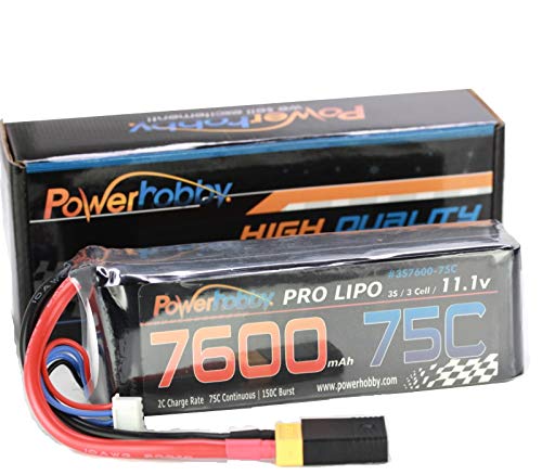 Powerhobby 3S 11.1V 7600mAh 75C Lipo Battery Pack with XT60 Plug