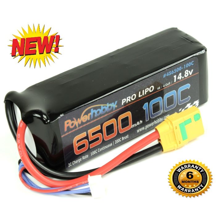 Powerhobby 4S 14.8V 6500mAh 100C LiPo Battery Pack with XT90