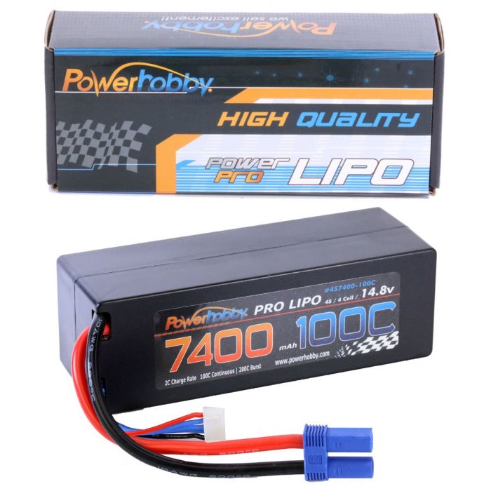 Powerhobby 4S 14.8V 7400mAh 100C Lipo Battery Pack with EC5 Plug