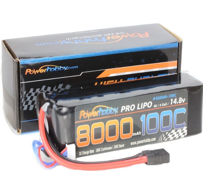 Powerhobby 4S 14.8V 8000mAh 100C LiPo Battery Pack with Traxxas Plug