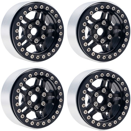Powerhobby 5053 Black Aluminum 1.9" B4 Beadlock Wheels with 9mm Hubs 4 Pack