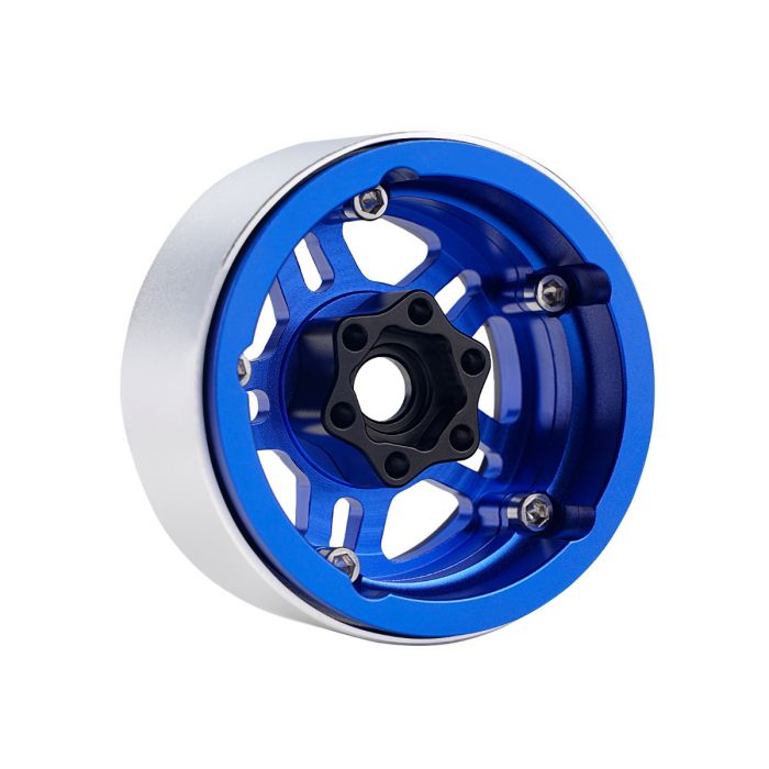 Powerhobby 5053 Blue Aluminum 1.9" B4 Beadlock Wheels with 9mm Hubs 4 Pack