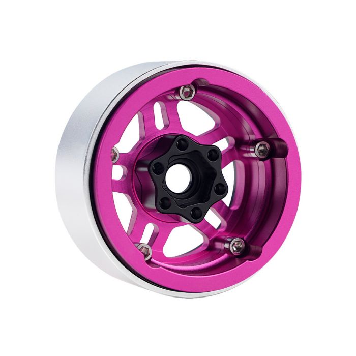 Powerhobby 5053 Pink Aluminum 1.9" B4 Beadlock Wheels with 9mm Hubs 4 Pack