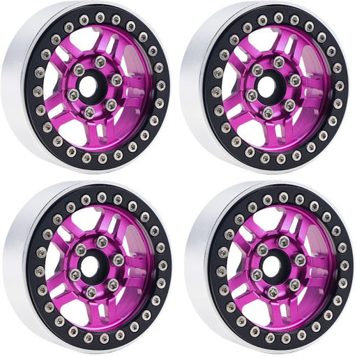 Powerhobby 5053 Pink Aluminum 1.9" B4 Beadlock Wheels with 9mm Hubs 4 Pack