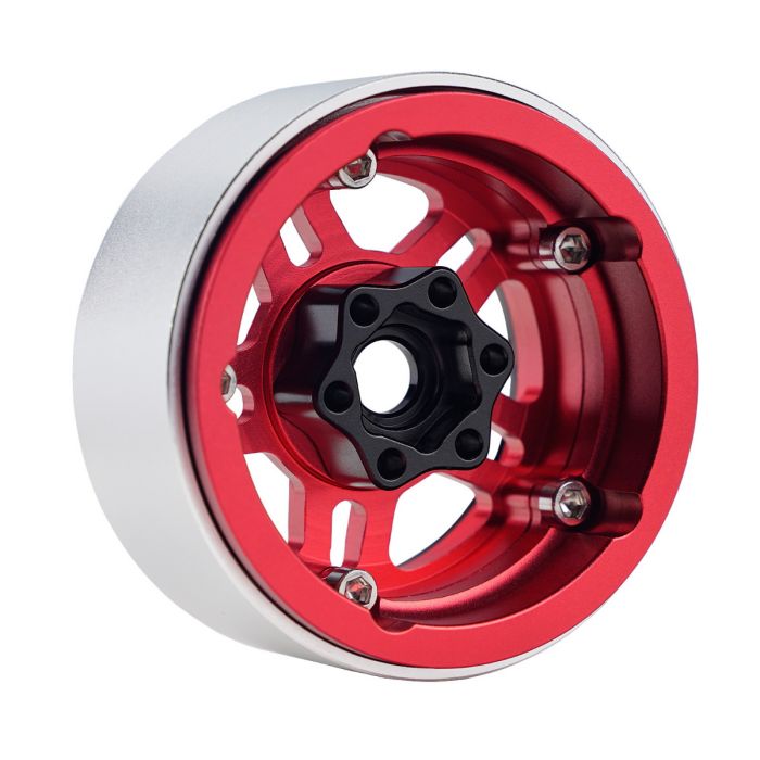 Powerhobby 5053 Red Aluminum 1.9" B4 Beadlock Wheels with 9mm Hubs 4 Pack