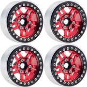 Powerhobby 5053 Red Aluminum 1.9" B4 Beadlock Wheels with 9mm Hubs 4 Pack
