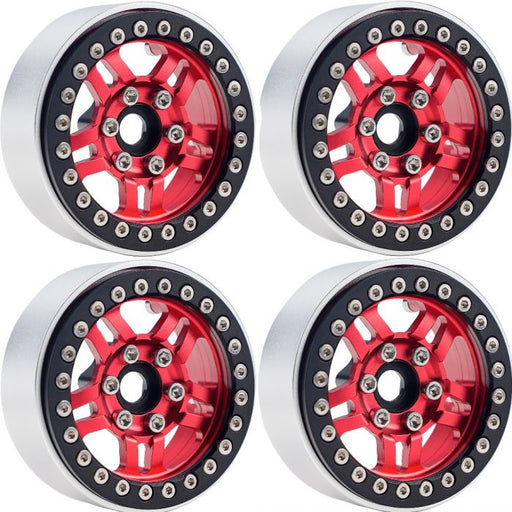 Powerhobby 5053 Red Aluminum 1.9" B4 Beadlock Wheels with 9mm Hubs 4 Pack