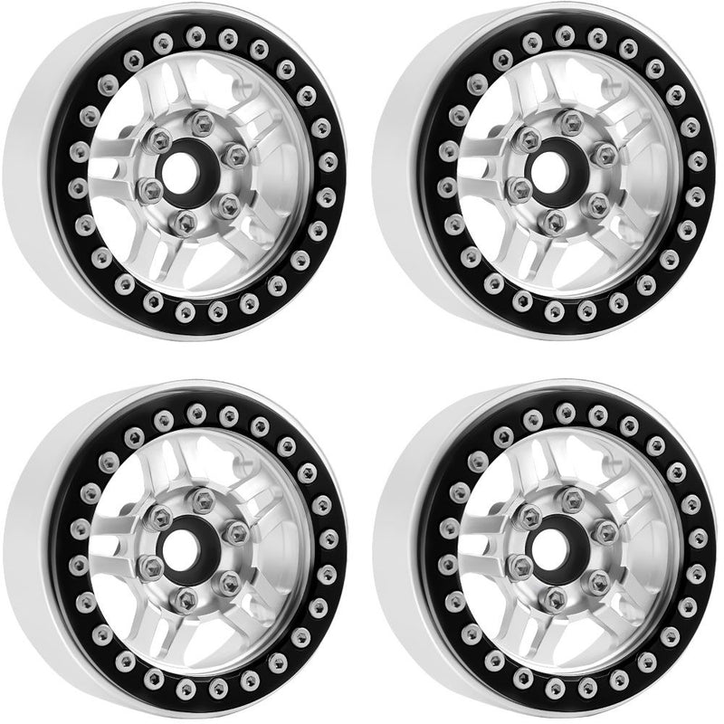 Powerhobby 5053 Silver Aluminum 1.9" B4 Beadlock Wheels with 9mm Hubs 4 Pack