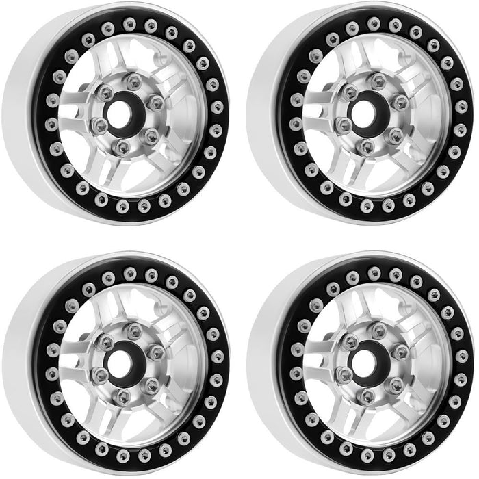 Powerhobby 5053 Silver Aluminum 1.9" B4 Beadlock Wheels with 9mm Hubs 4 Pack