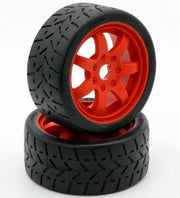 Powerhobby 5101 1/8 Gripper 42/100 Belted Tires on Red 17mm Wheels 1 Pair
