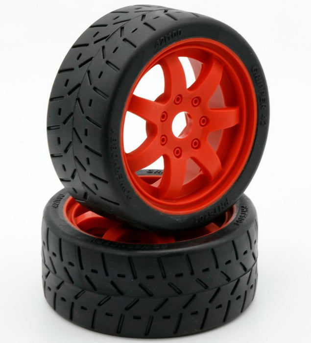 Powerhobby 5101 1/8 Gripper 42/100 Belted Tires on Red 17mm Wheels 1 Pair