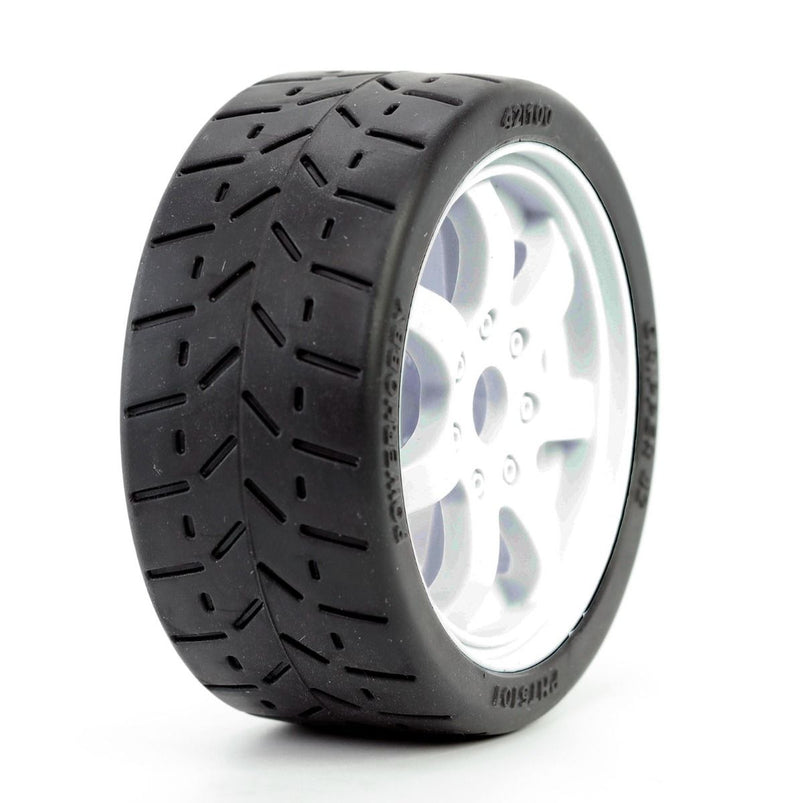Powerhobby 5101 1/8 Gripper 42/100 Belted Tires on White 17mm Wheels 1 Pair