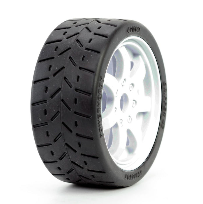 Powerhobby 5101 1/8 Gripper 42/100 Belted Tires on White 17mm Wheels 1 Pair