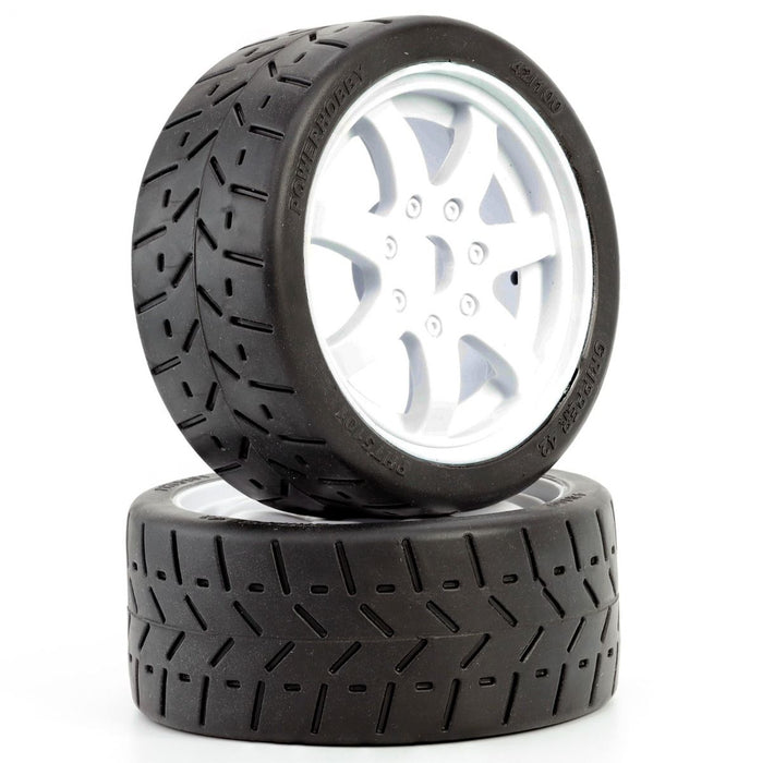 Powerhobby 5101 1/8 Gripper 42/100 Belted Tires on White 17mm Wheels 1 Pair