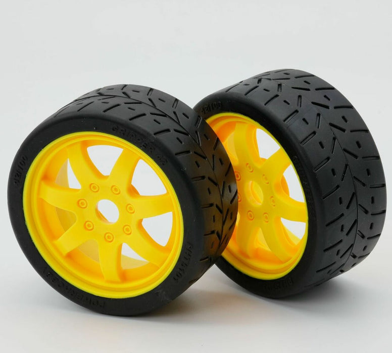 Powerhobby 5101 1/8 Gripper 42/100 Belted Tires on Yellow 17mm Wheels 1 Pair