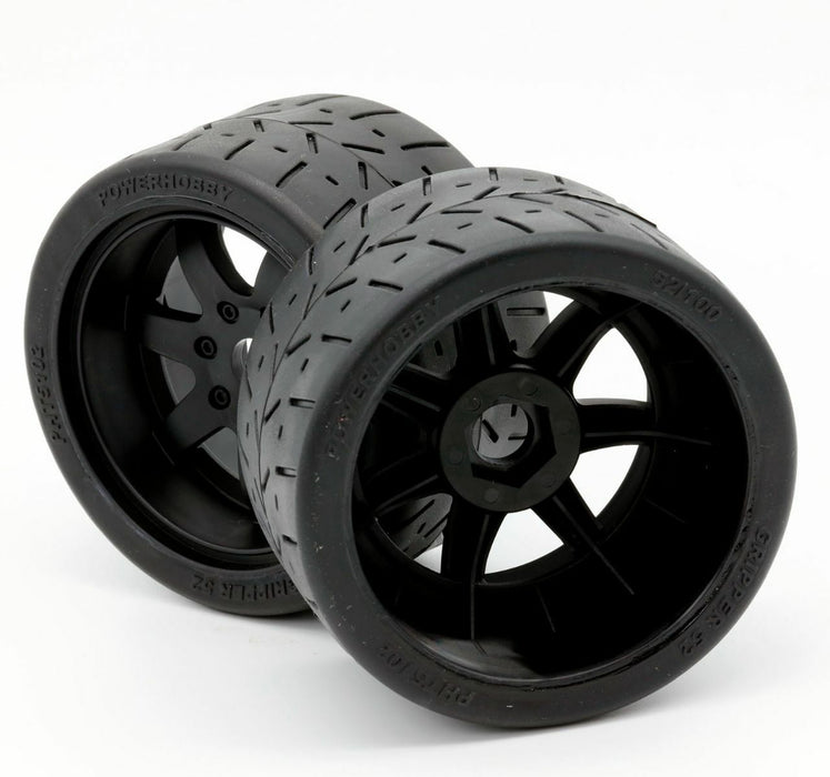 Powerhobby 5102 1/8 Gripper 54/100 Belted Tires on Black 17mm Wheels 1 Pair