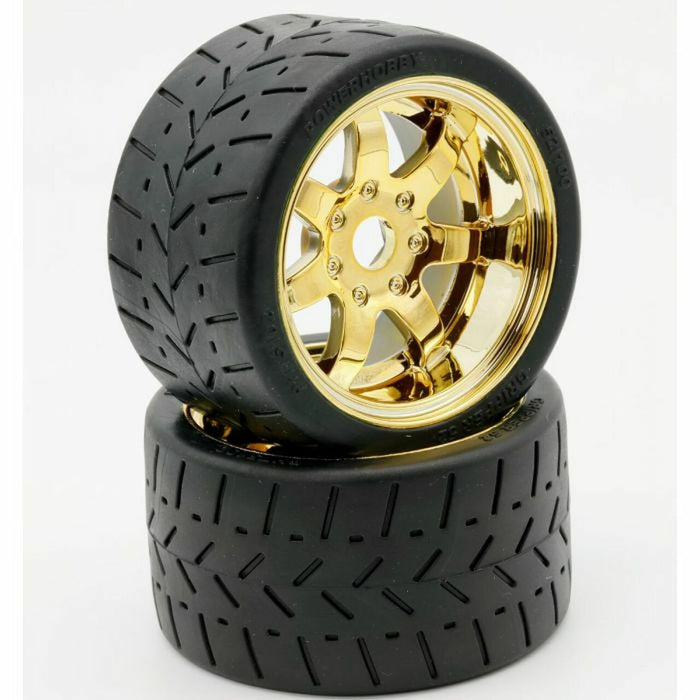 Powerhobby 5102 1/8 Gripper 54/100 Belted Tires on Gold 17mm Wheels 1 Pair