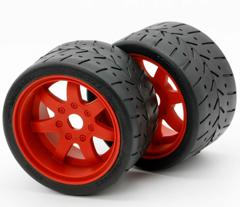 Powerhobby 5102 1/8 Gripper 54/100 Belted Tires on Red 17mm Wheels 1 Pair