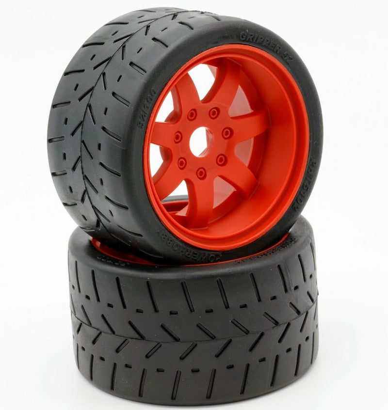 Powerhobby 5102 1/8 Gripper 54/100 Belted Tires on Red 17mm Wheels 1 Pair