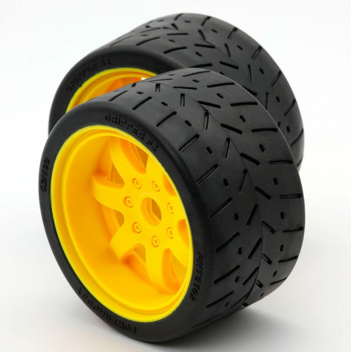 Powerhobby 5102 1/8 Gripper 54/100 Belted Tires on Yellow 17mm Wheels 1 Pair