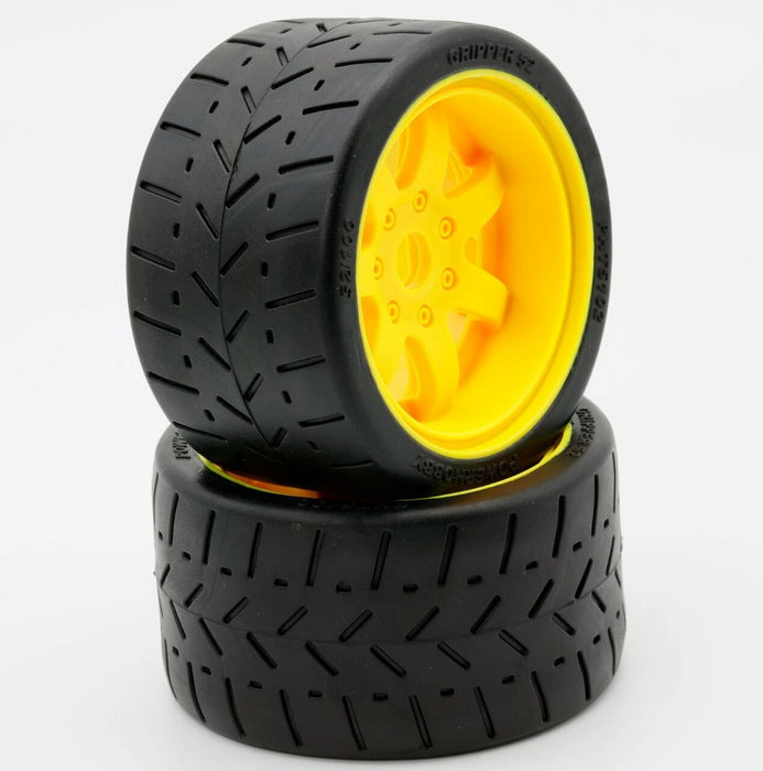 Powerhobby 5102 1/8 Gripper 54/100 Belted Tires on Yellow 17mm Wheels 1 Pair