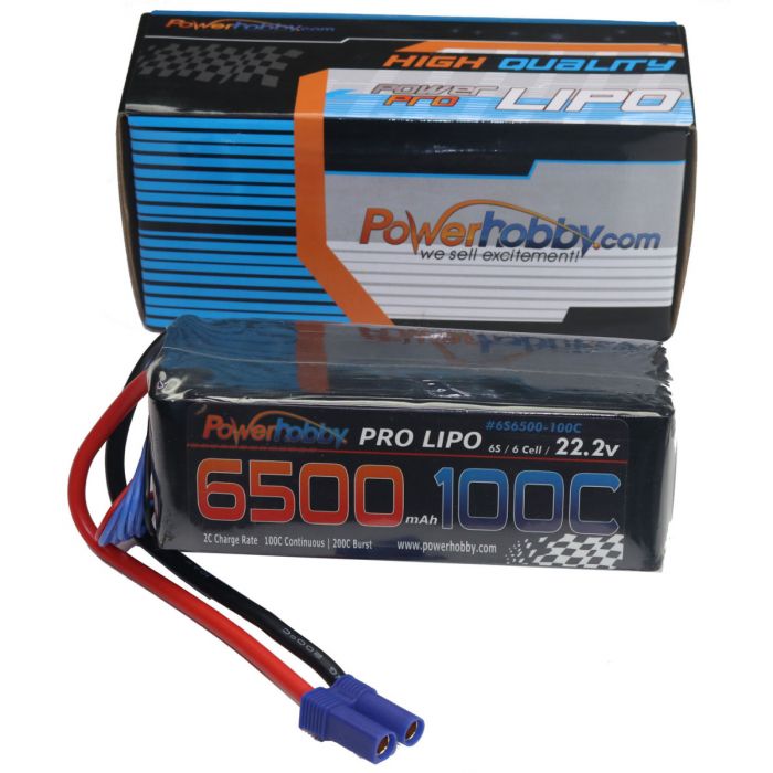 Powerhobby 6S 22.2V 6500mAh 100C Lipo Battery Pack with EC5 Plug