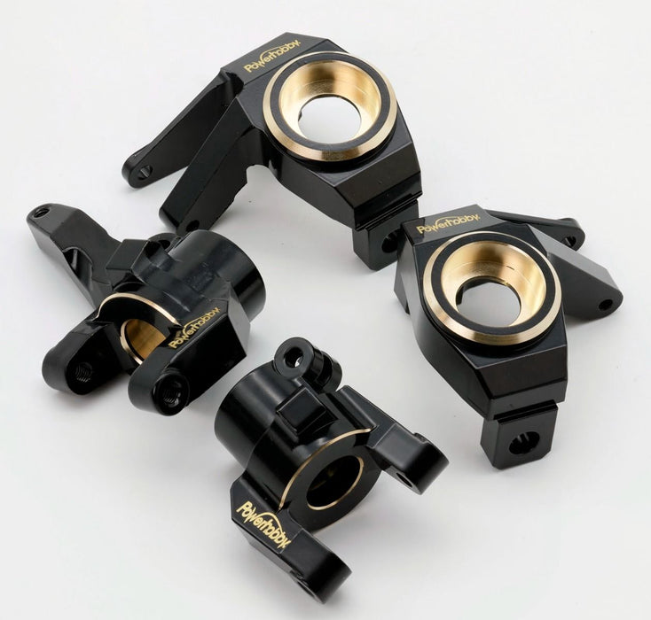 Powerhobby Black Brass Front Left and Right Knuckle and C Cup Hubs with Oversized Bearings for SCX6