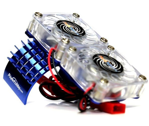 Powerhobby FS Blue Cooling Fans and Aluminum Motor Heatsink for 4x4 Slash