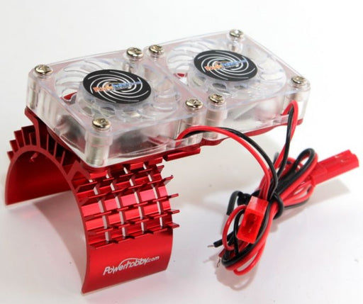 Powerhobby FS Red Cooling Fans and Aluminum Motor Heatsink for 4x4 Slash