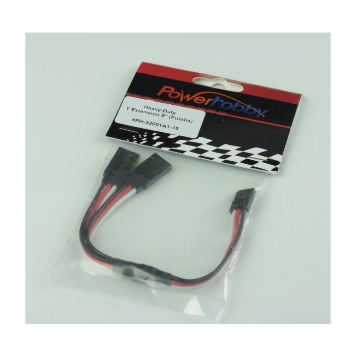 Powerhobby PH-32001A1-15 6" Heavy Duty Servo Y Extension with Futaba Connector