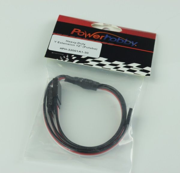 Powerhobby PH-32001A1-30 12" Heavy Duty Servo Y Extension with Futaba Connector