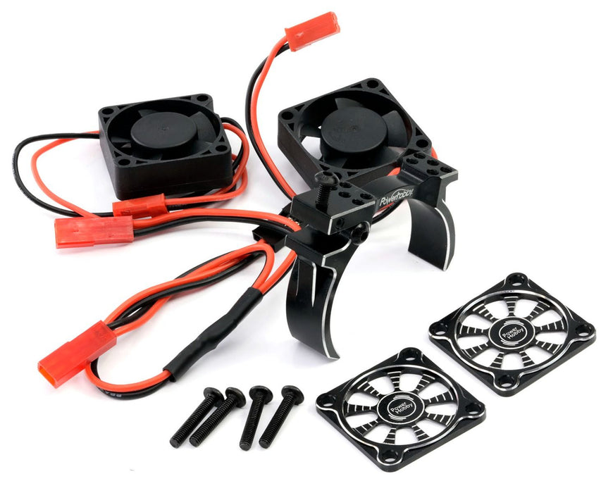 Powerhobby PH1297 Black 1/10 Aluminum Heatsink Mount with 30mm Twin Turbo Cooling Fans