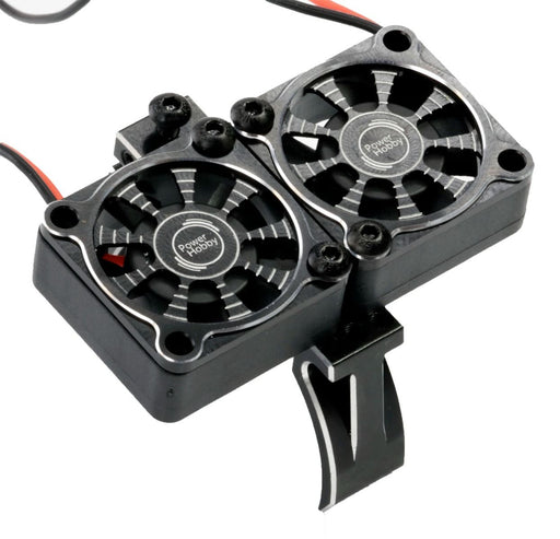 Powerhobby PH1297 Black 1/10 Aluminum Heatsink Mount with 30mm Twin Turbo Cooling Fans