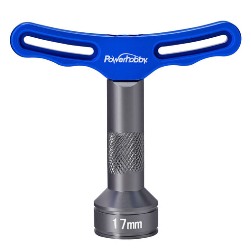 Powerhobby PHBPHT027 17mm Aluminum T-Handle Hex Wheel Blue Wrench Tool
